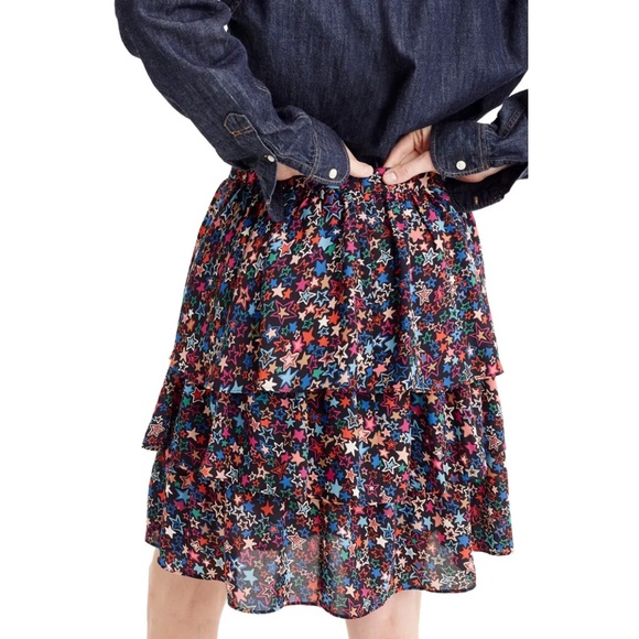 J.Crew Star Print Tiered Skirt - Picture 3 of 7